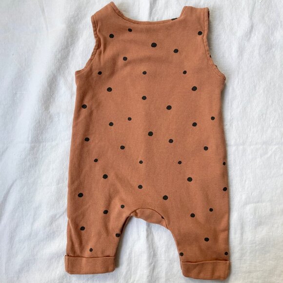 🪴5/$30 H&M Newborn Baby Infant Polka Dot Orange Romper Jumpsuit Sleeveless - Picture 3 of 4